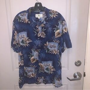 Island Shores Men’s Hawaiian Shirt Size Large Tropical Resortwear Cruisewear